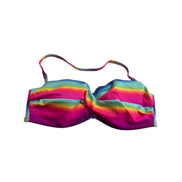 Victorias Secret Rainbow Stripe Bikini Swimsuit Bathing Suit Bottom Sz S Top 34C - Picture 5 of 7